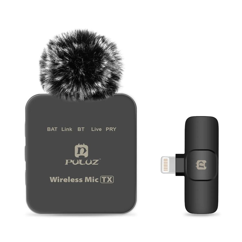 Sistema Microfonico Wireless PULUZ PU646B con 1 Ricevitore e 1 Trasmettitore Portata di Trasmissione 10M