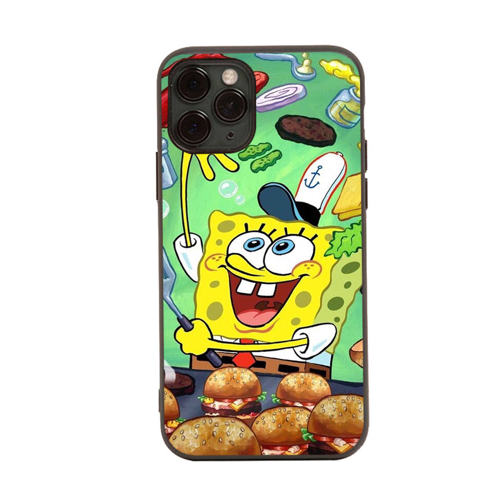 

Чехол для iPhone 16 15 Plus 14 13 12 11 Pro 8 7 6S 6 SE 5S X XR XS Max Realme C30 C33 C31 9I Black Sofe Cover SI40 Cute SpongeBob iPhone 12 кожа буйвола