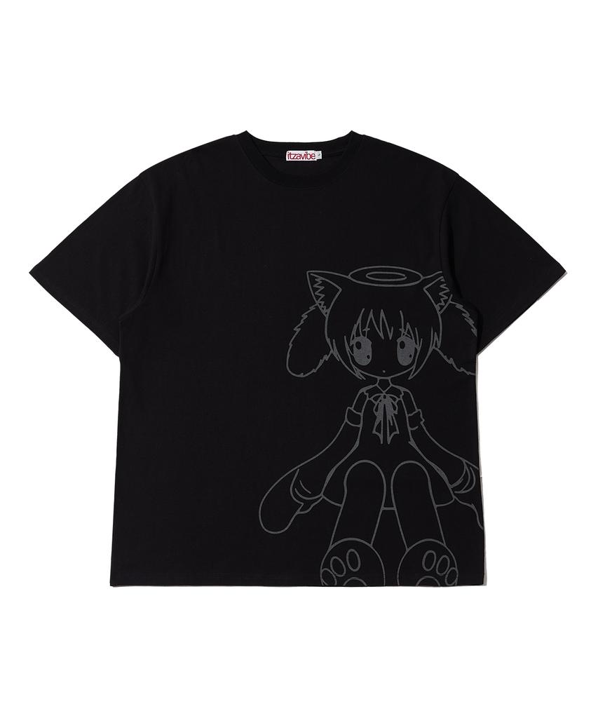 Isjabaibeu Cat Girl T Shirt - Black