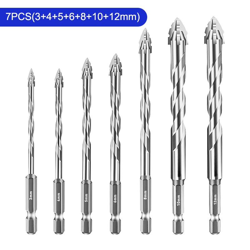 7Pcs/Sets Tungsten Steel Serrated Drilling Bit Set For Ceramic Plastic Tile Ceramic Glass Concrete