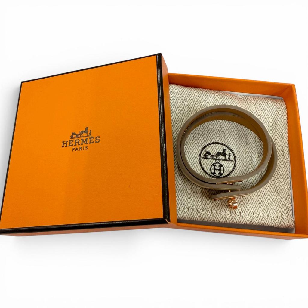 Pristine HERMES Bracelet Mini Kelly Double Tour Leather Leather Women Used