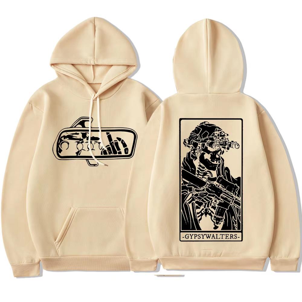 Forward Observations Group Punk Skelett Grafikdruck Kapuzenpullover Herren Damen Streetwear Hip Hop Mode Sweatshirt Gothic Stil Übergroßer Pullover
