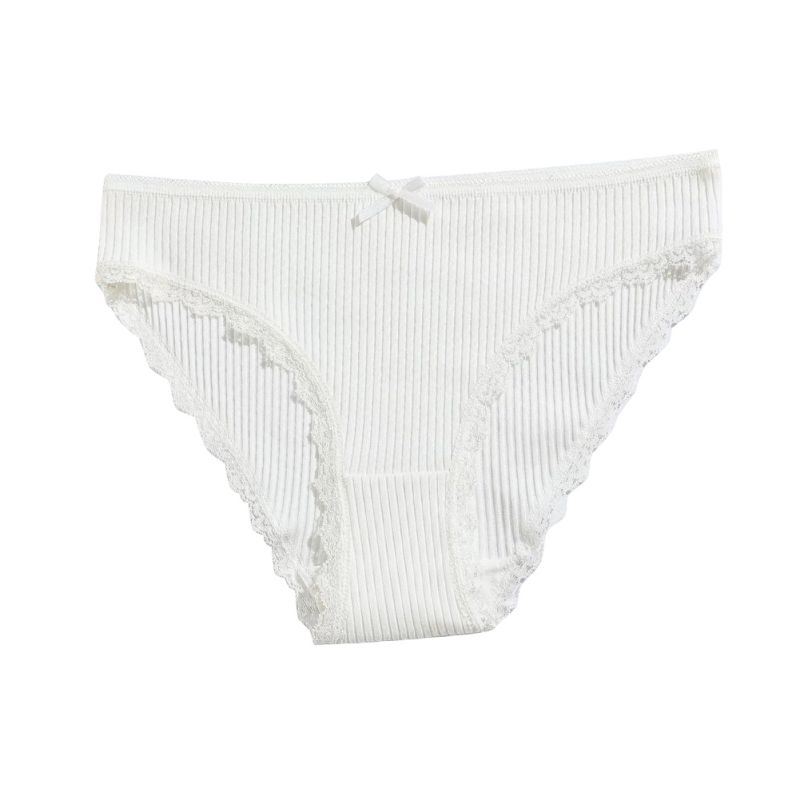 Women's Solid-Color Low-Rise Lace-Trim Panties