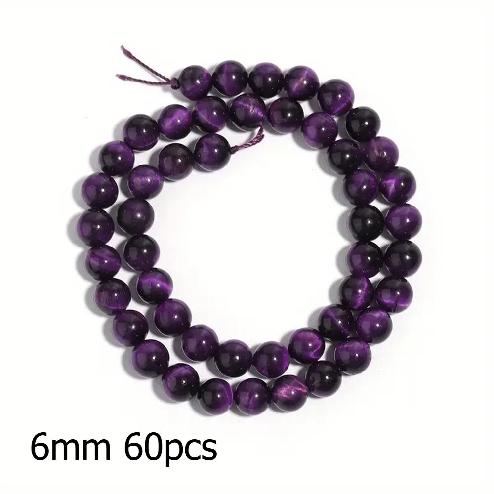 Natural Purple Tiger Eye Stone Loose Beads, Handmade DIY Accessories, Tiger Clear Stone Round Beads, Semi-finished Products, Materials