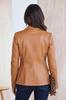 Blazer elegante de couro marrom feito à mão AL KHALID, novo, formal, para festa, feminino, pele de cordeiro, designer