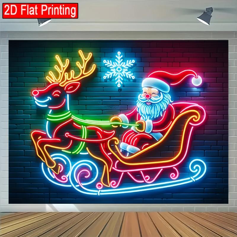 2D plane, 1pc 2D plane decoration Santa Claus and reindeer sleigh banner - terrace decoration banner, 2D plane