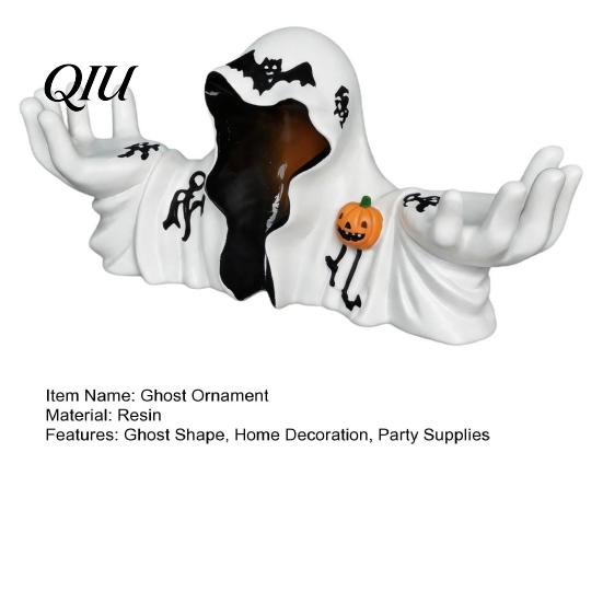 Resin Ghost Sculpture Halloween White Robe Figurine, Spooky Wizard Decorative Figurine Statue, Gothic Candle Holder, for Home Bedroom