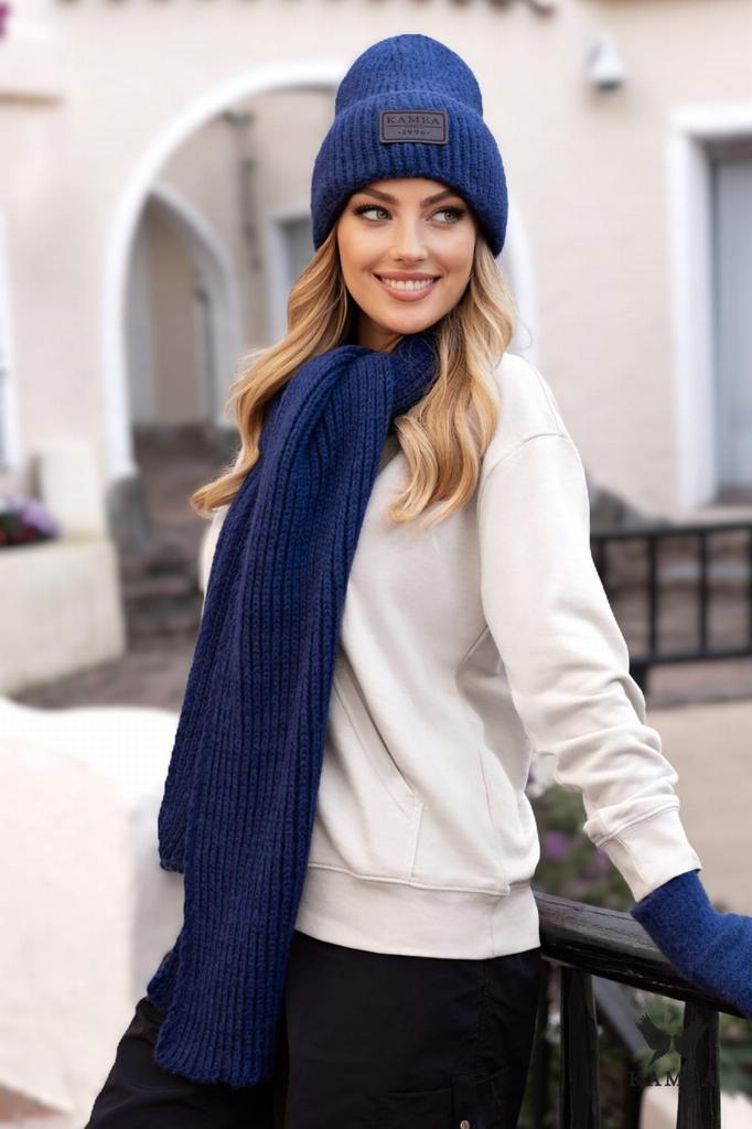 Malus Fashionable Woolen Women' Cap, Universal Color, Navy Blue