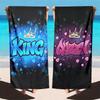 2Pcs Couple Matching King & Queen Beach Towels, Luxury Romantic Vacation Beach Towel Sets For Him And Her