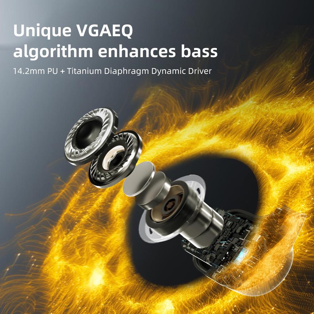SIVGA SO2 Wireless Headset with 4 Microphones for Clear IPX5 Water Designed for Sports 30 Hours Playback Time Open-Ear Headphones, Calls, Lightweight,