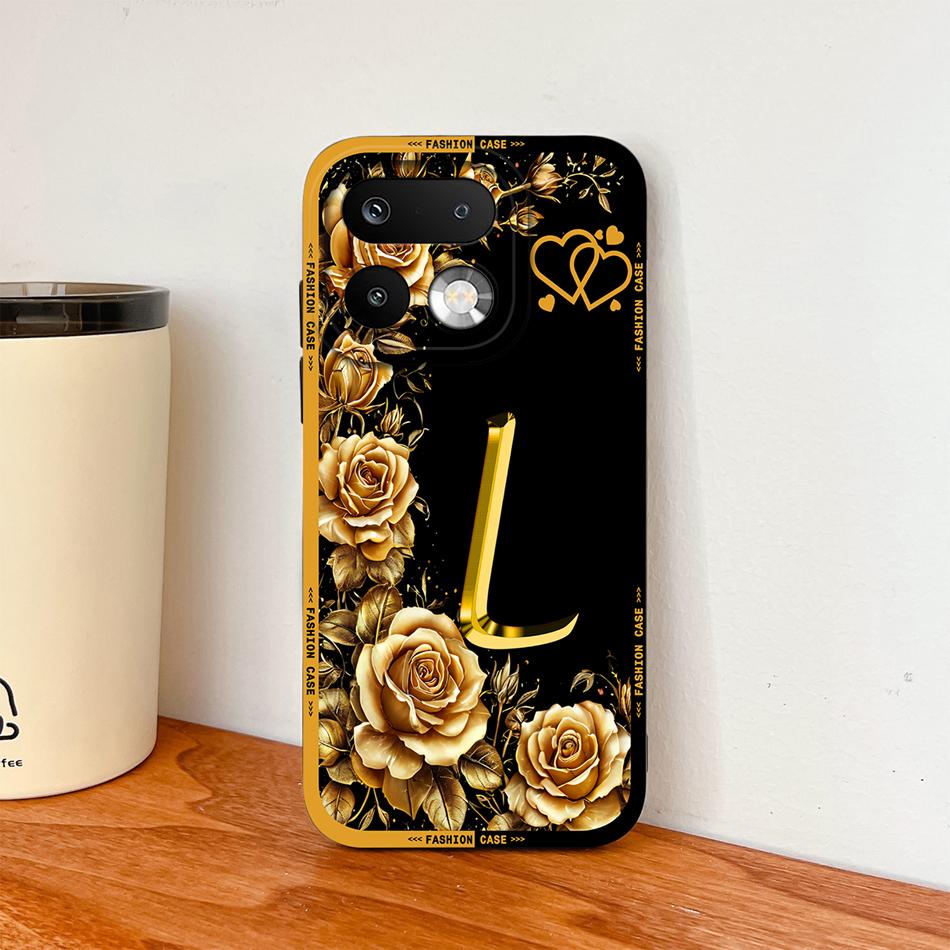 Phone Case For Realme 16 Pro Plus 5G Pretty Rose Letter Lightweight Funda For Realme 16Pro+ Anti Drop Soft Liquid Silicone Shell
