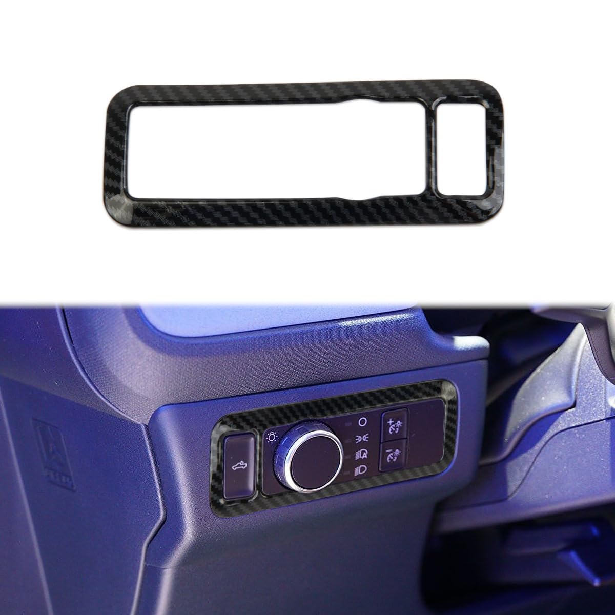 Side Console Headlight Switch Panel Cover Trim Accessories for Ford Maverick/Mustang/Mustang Mach-E/Bronco Sport/Escape(Carbon Fiber Style) carbon fiber style
