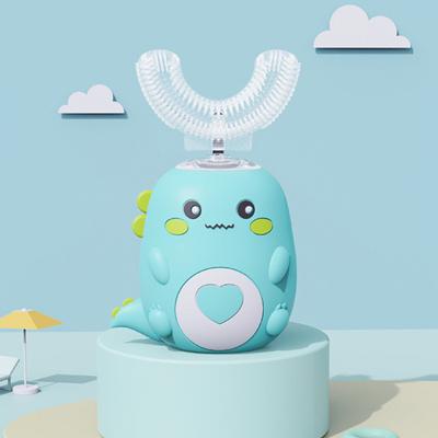 Kids Electric Toothbrush Cartoon Dinosaur U-Shaped Ultrasonic Toothbrushes Whole Mouth 360 Degree Cleaning Automatic Totthbrush