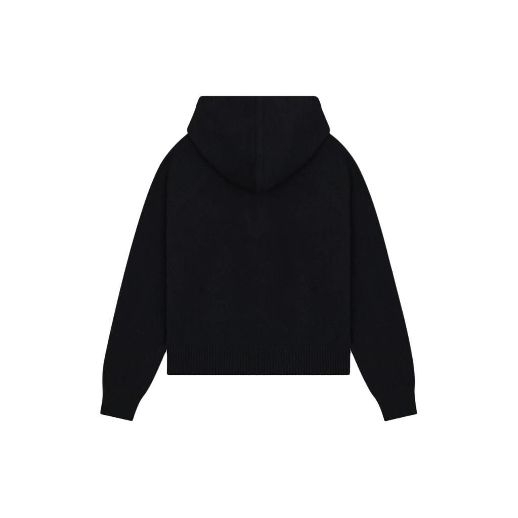 WE11DONE Ss24 Logo Hooded Half-Zip Knit Sweater Unisex Sweater Black WD-KT0-24-615-U-BK