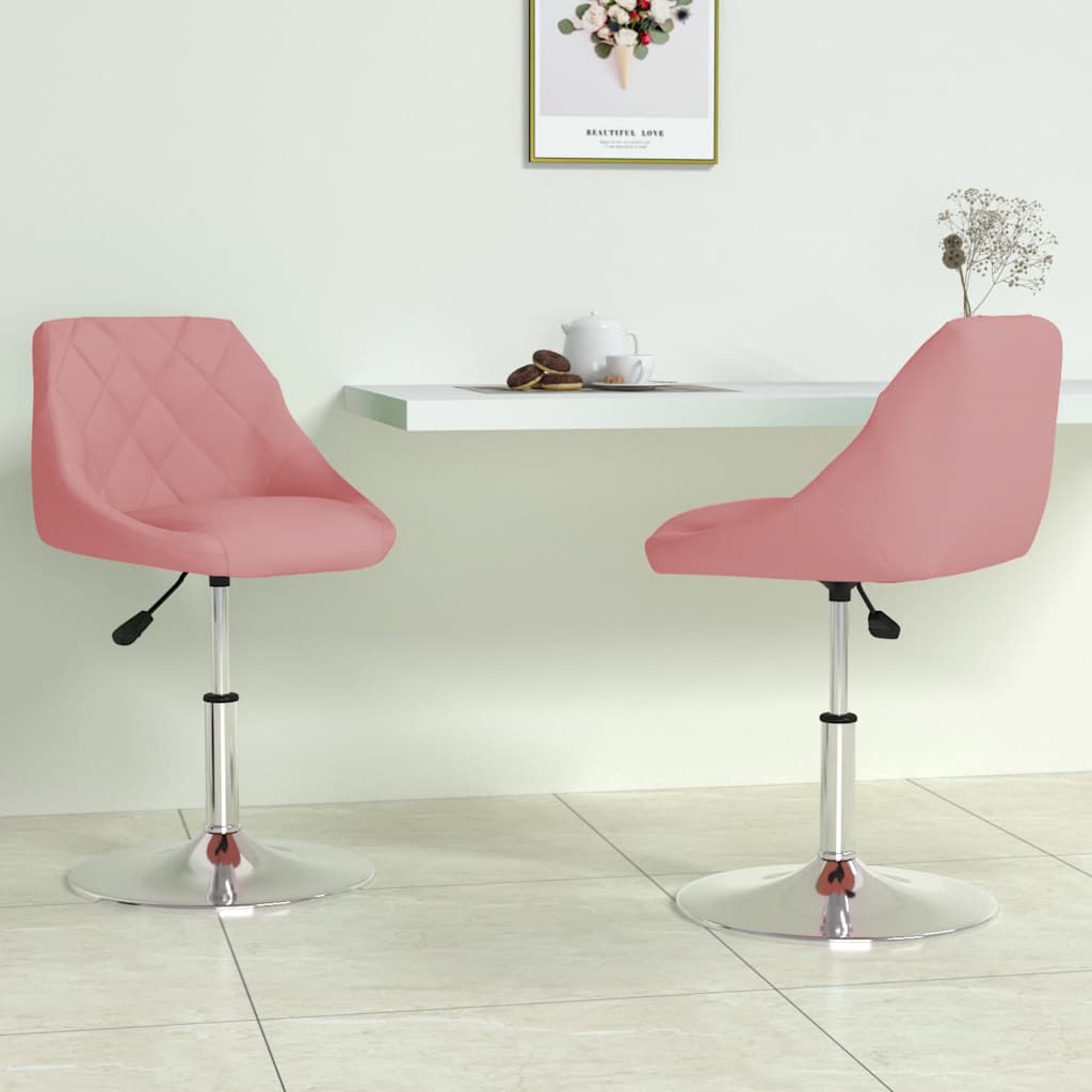 Dining Chairs 2 Pcs Swivel Pink Velvet