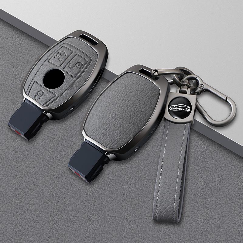 2/3 Button Zinc Alloy Leather Car Key Fob Case For Mercedes Benz A B C E Class Gls Gla Glk Glc Cls Cla W204 W205 W212 W463 W176