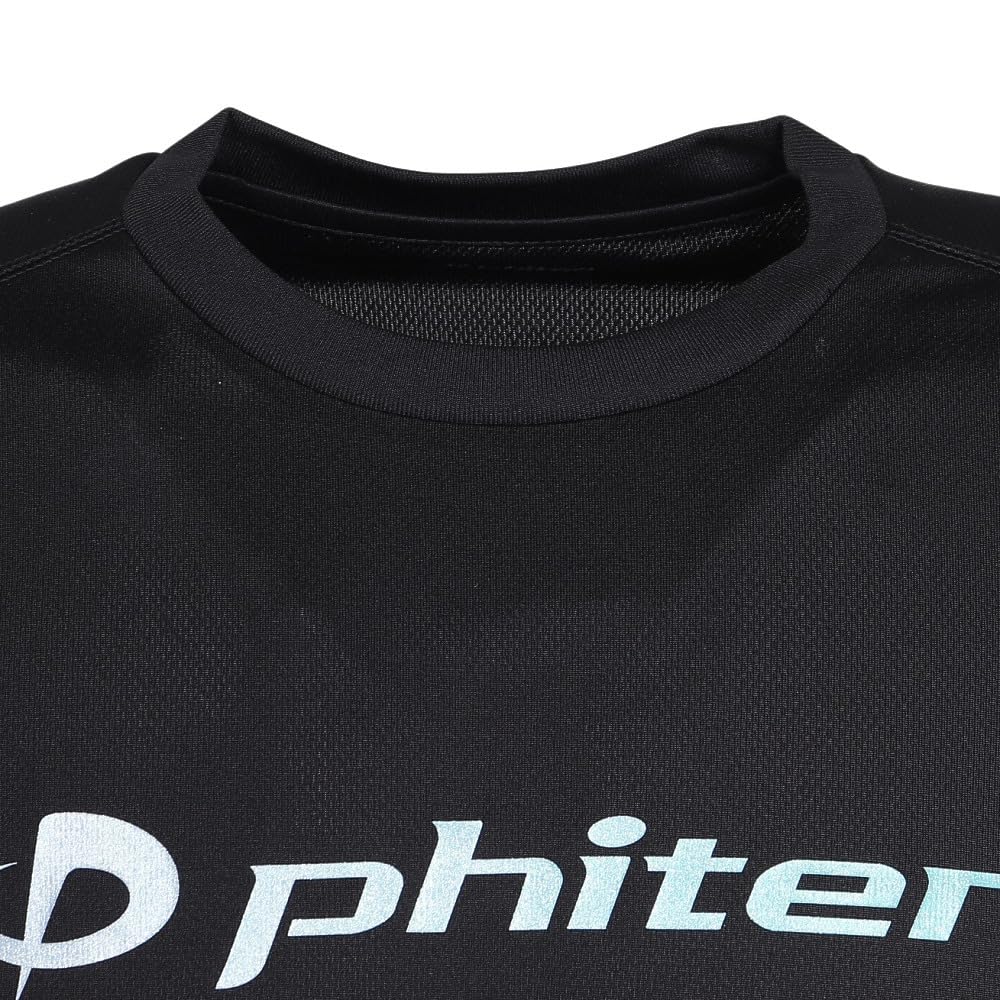 Phiten Volleyball Short Sleeve T-Shirt with Glitter Gradient, Black/Blue, Size L, Men's and Women's, 3125JG66810