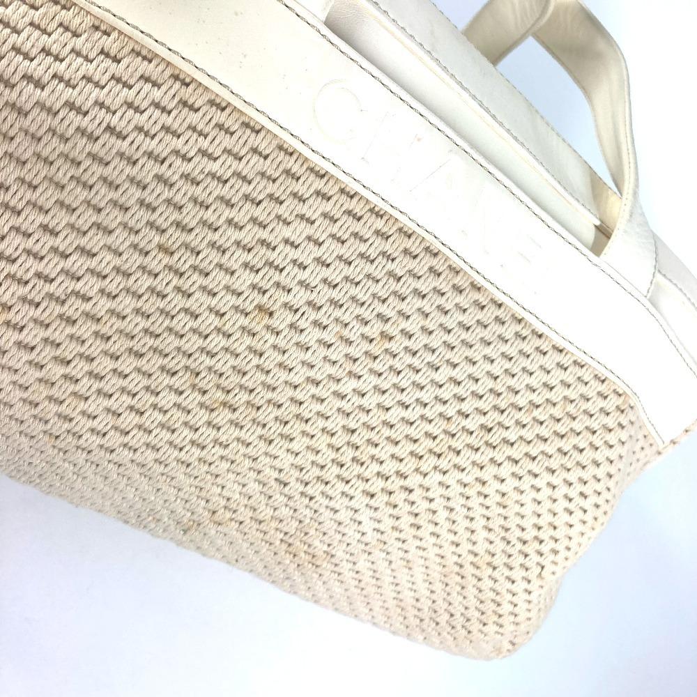 CHANEL CC CC Mark logo Tote Bag Shoulder Bag Hand Bag Leather/Canvas Beige/White