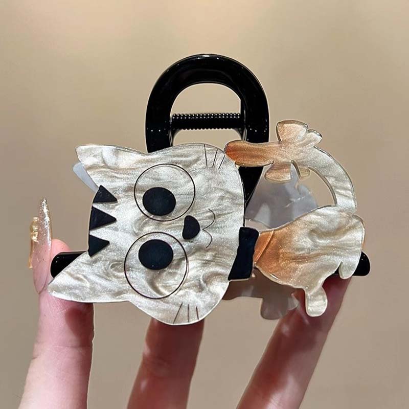 New Cute Acrylic Cats Hair Claw for Women Girls Sweet  Cartoon Large Shark Clip Hair Claw Hair Styling Accessoires