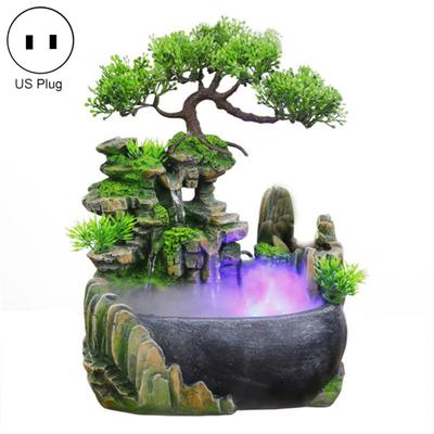 LED-Leuchten, fließender Brunnen, Steingarten, künstlicher Baum, Bürotisch, Desktop-Ornamente