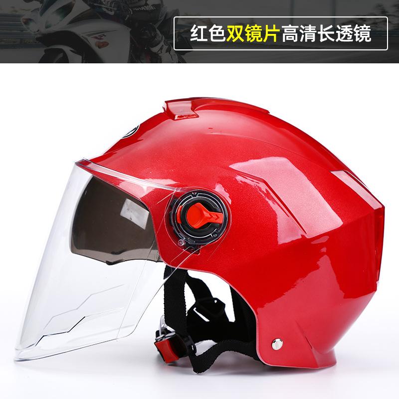 [Custom] Summer Half Helmet for Electric Vehicle & Motorcycle Adult Dual-Lens Safety Sun Protection