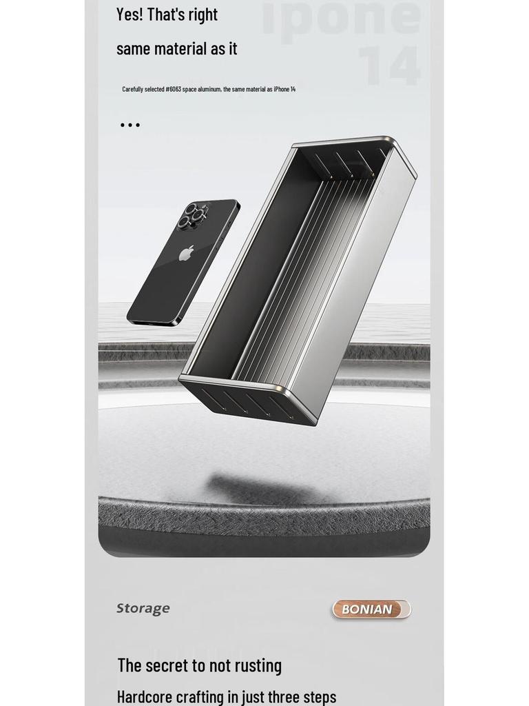 Gun Gray Wall-Mounted Spice Rack: No-Punch, Multifunctional Kitchen Storage Solution