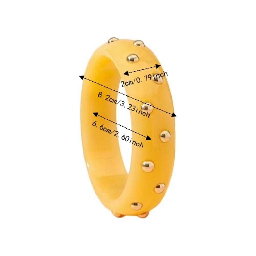 Gold Beads Stackable Bangle Round Shape Wrist Jewelry Fashion Wide Resin Bracelet Commute