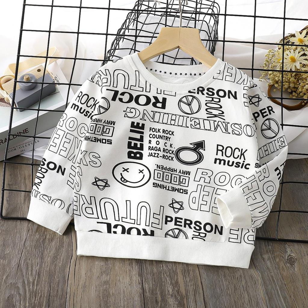 Kinder Herbst Langarm O Hals Cartoon bedruckte T-Shirt Tops für Unisex