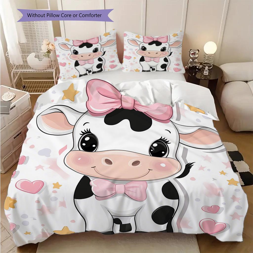 Cow Pattern Bedding Quilt Set Quilt Cover Pillowcase Home Decoration Birthday Gift (1 * duvet cover + 2 * pillowcase, without core)