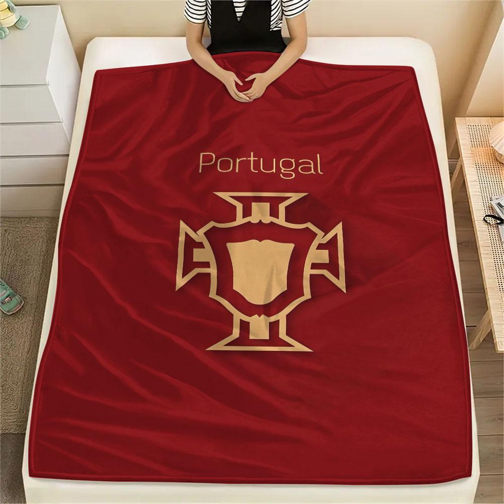 1PC Portugal National Football Team Patterned Flannel Blanket Suitable For All Seasons for Home Decor Warmth and Comfort Gifts Holiday Present