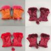 Half Finger Gloves Faux Rabbit Fur Gloves Fleece Lined Warm Gloves Solid Color Winter Thick Gloves Fingerless Mittens