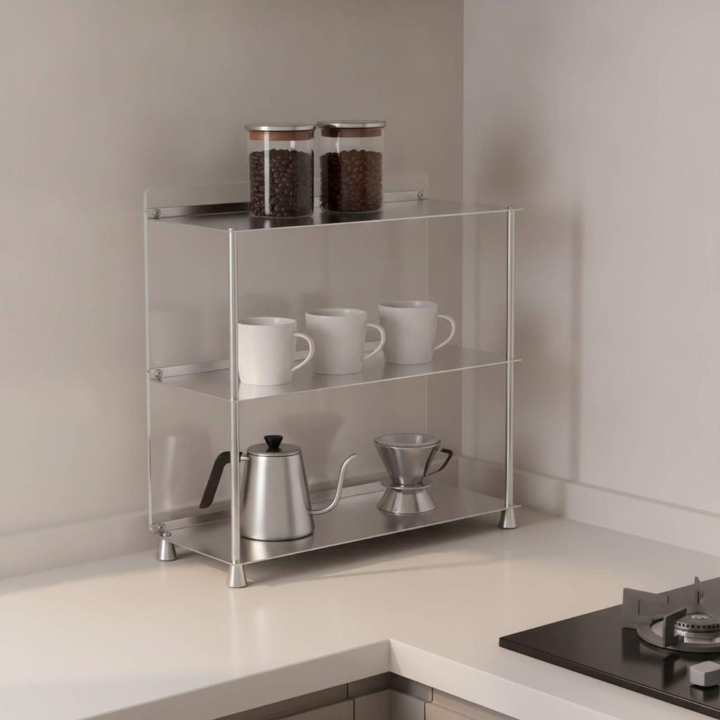 3-Tier Storage Rack Brushed Countertop Organizer with Acrylic Shelves Perfume