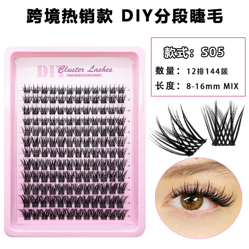 Flat False Eyelashes Stable Segmented Hairs 30P40P50P60P80P14 Rows Curled