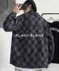 Denim Checkered with with Checkered Winter Xl Loose Hip Hop Big Brother Long Chest [Blanc Blanc] Jacket, Blouson, Pattern, Outerwear, Collar, Pockets,