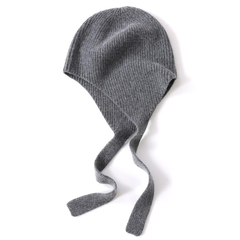 Cashmere Autumn and Winter New Solid Color Women's Warm Ear Protecting Lei Feng Hat Pullover Knitted Casual Hat