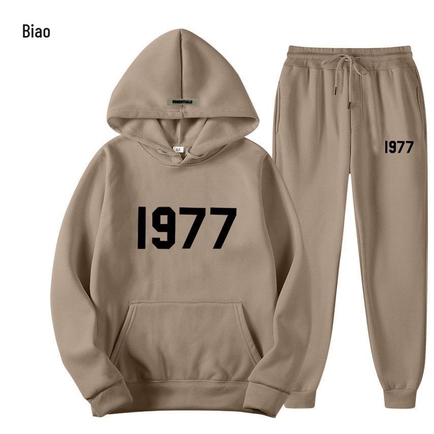 ESSENTIALS 1977 Trendy Fleece Hoodie Set - Unisex Loose Fit Sweatshirt
