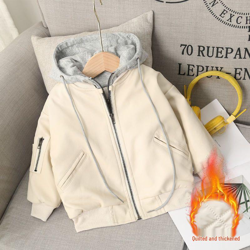 Kinder Baumwollgepolsterte Kunstlederjacke, Herbst/Winter 2025, Kleinkind Zweiteiler-Stil für Jungen und Mädchen.