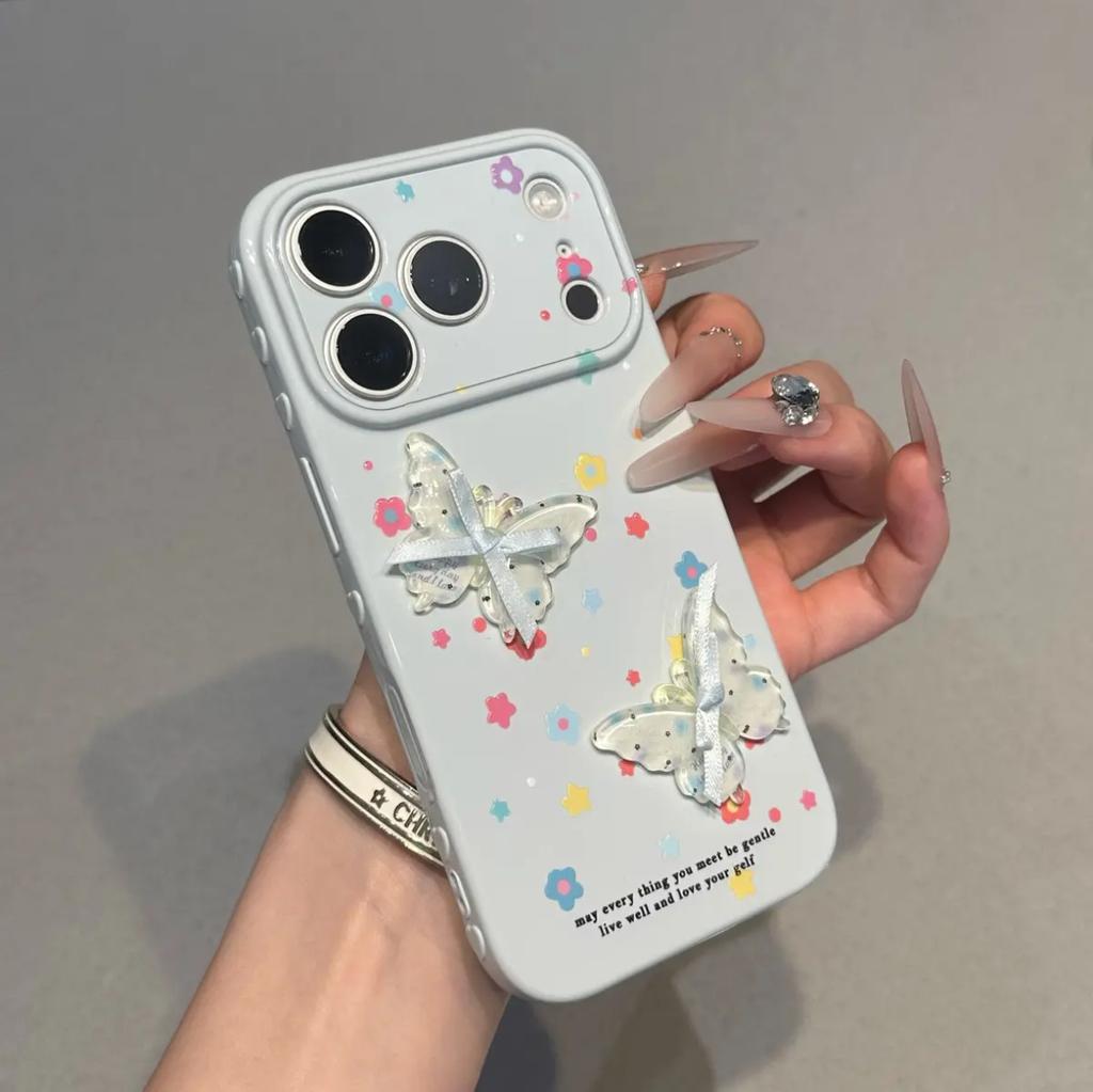 Beautiful floral butterfly is suitable for Apple 17promax mobile phone iphone16/15Pro love window mobile phone case