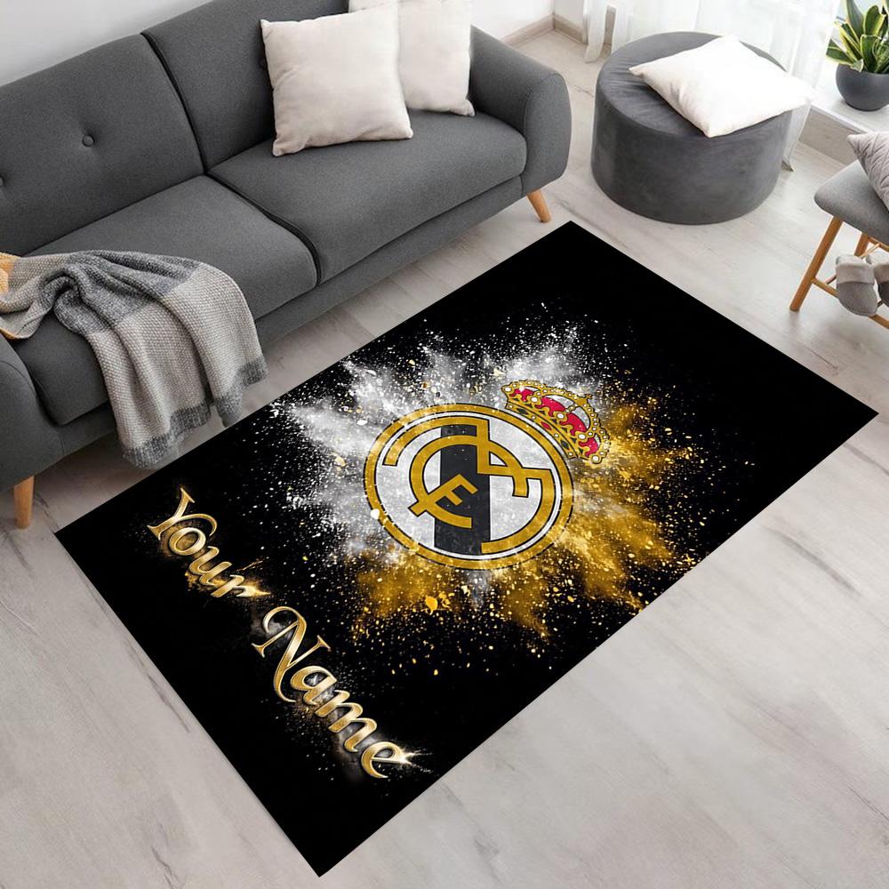Real Madrid Club Customizable Name Carpet Suitable for Game Room Entryway Dormitory Study Room Anti-slip Rug Decorate Offices Gift for Festivals