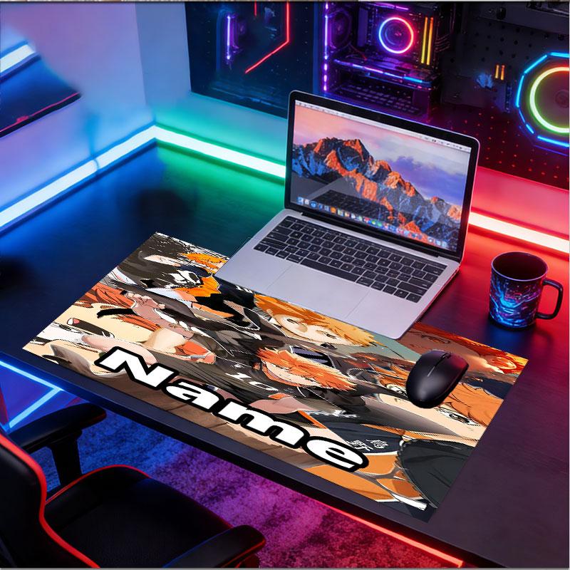 Mousepad Personalizado com Nome e Padrão Haikyu, Tapete de Mesa para Laptop PC, Tapete Decorativo de Mesa para Teclado de Casa Presente