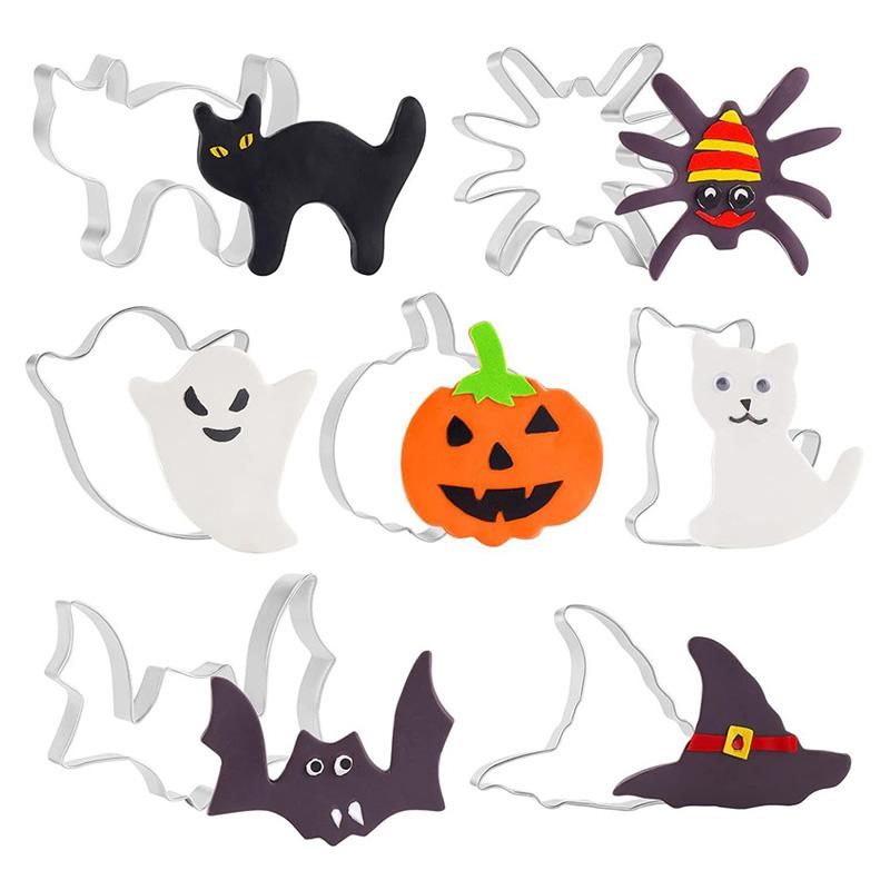 12PCS Halloween Cookie Cutter Set Pumpkin Ghost Bat Shape DIY Chocolate Fondant Mold Biscuits Mould Halloween Baking Tools