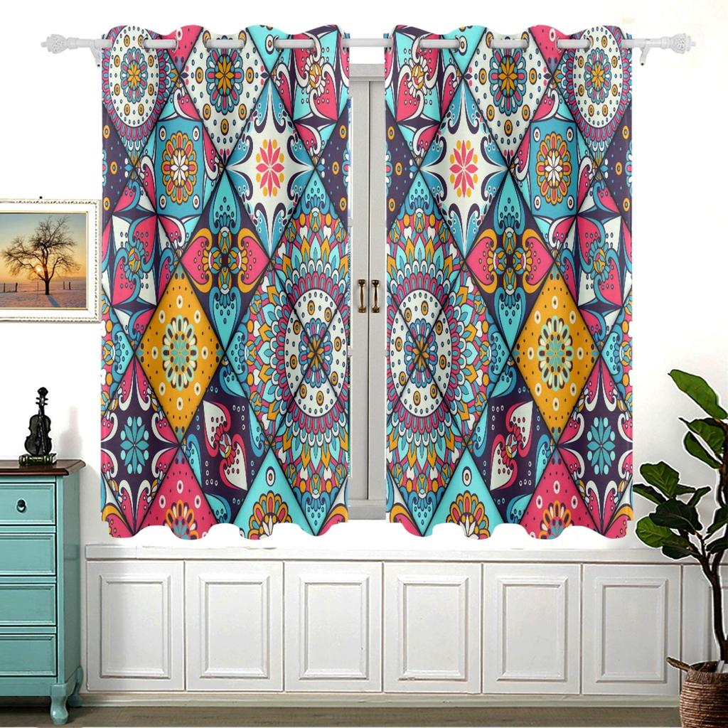 Tende oscuranti indiane mandala per camera da letto design bohémien occhielli termoisolanti stanza tende drappeggi alta ombreggiatura 2 pezzi