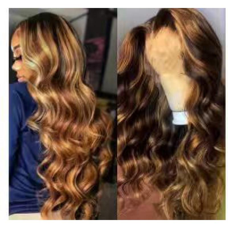 Lace Front Wig Women Long Curly Heat Resistant Synthetic Hair Natural Look Multi Color African Style