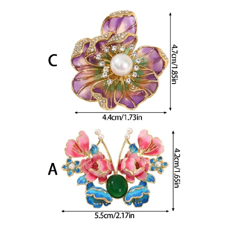Elegant Floral Butterfly Brooch Alloy Accessory Unique Styles for Dresses Coats Portable and Stylish