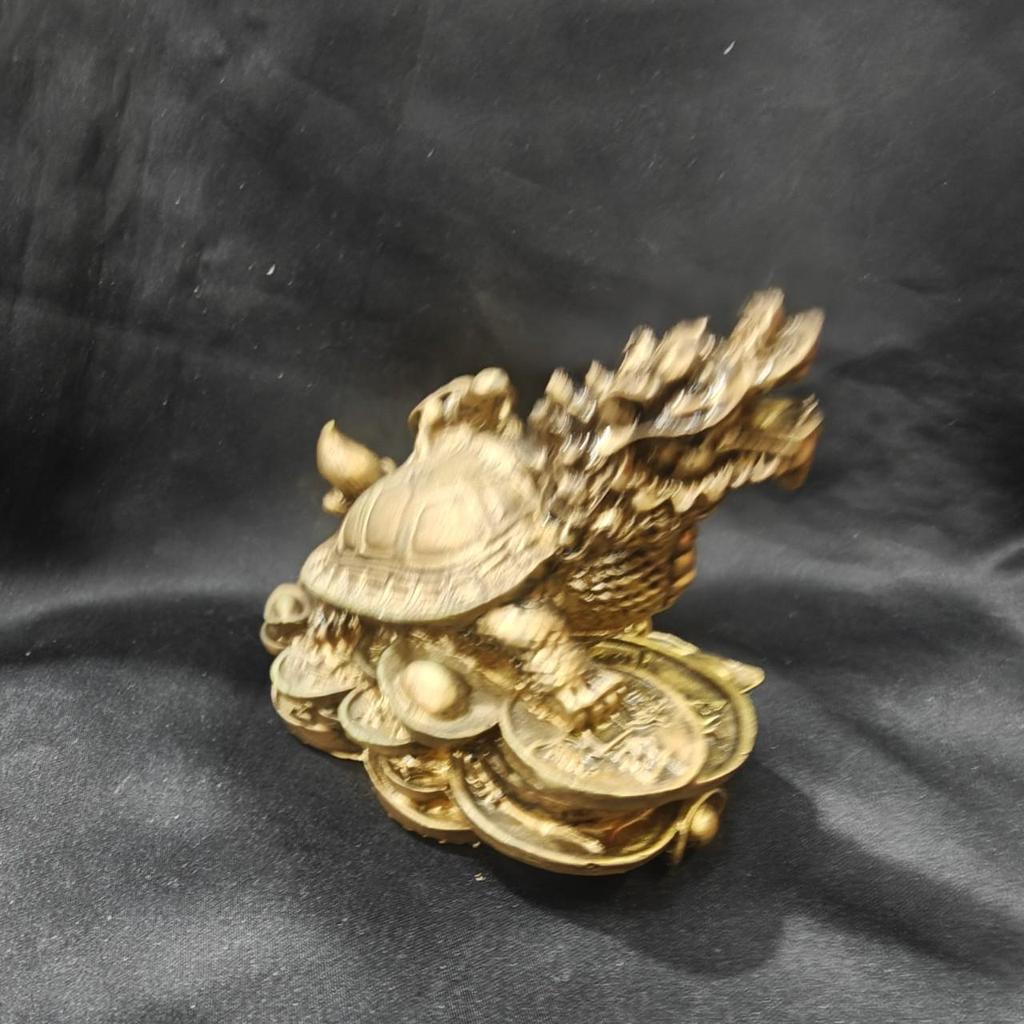 Pure Copper Dragon Turtle Pair: Wealth & Protection Feng Shui Ornament