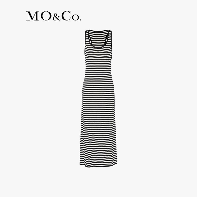 MO&Co. Striped Knit Round Neck Tank Maxi Dress