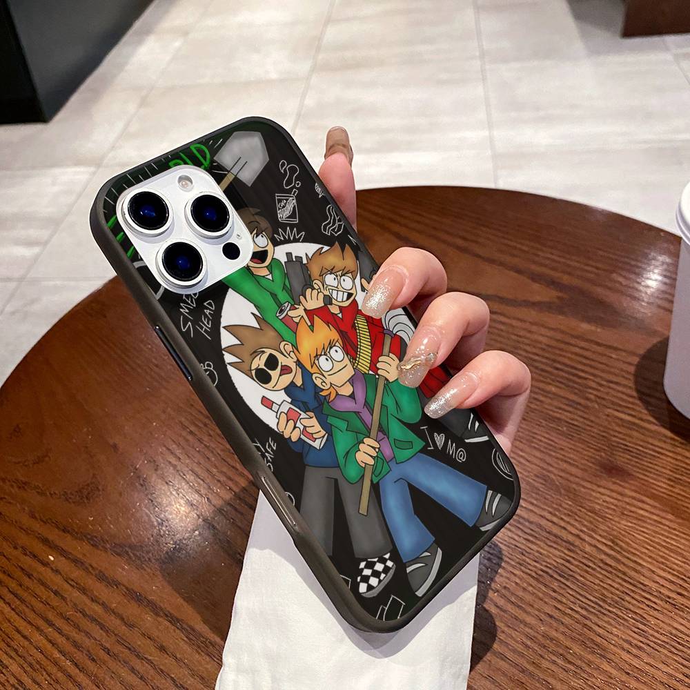 

Cartoon Cute E-Eddsworlds For IPhone 17 16 15 11 12 13 14 Pro Max Plus Pro Corrugated Translucent Back Phone Cover iPhone 14 pro