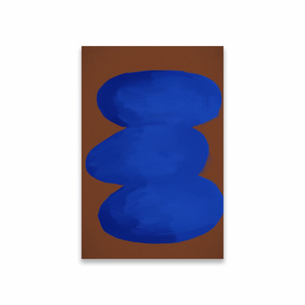 Mid-Century Geometric Polygon Neon Blue Abstract Shapes Illustration Poster Minimalism Bohemian Colorful Print Living Room Decor