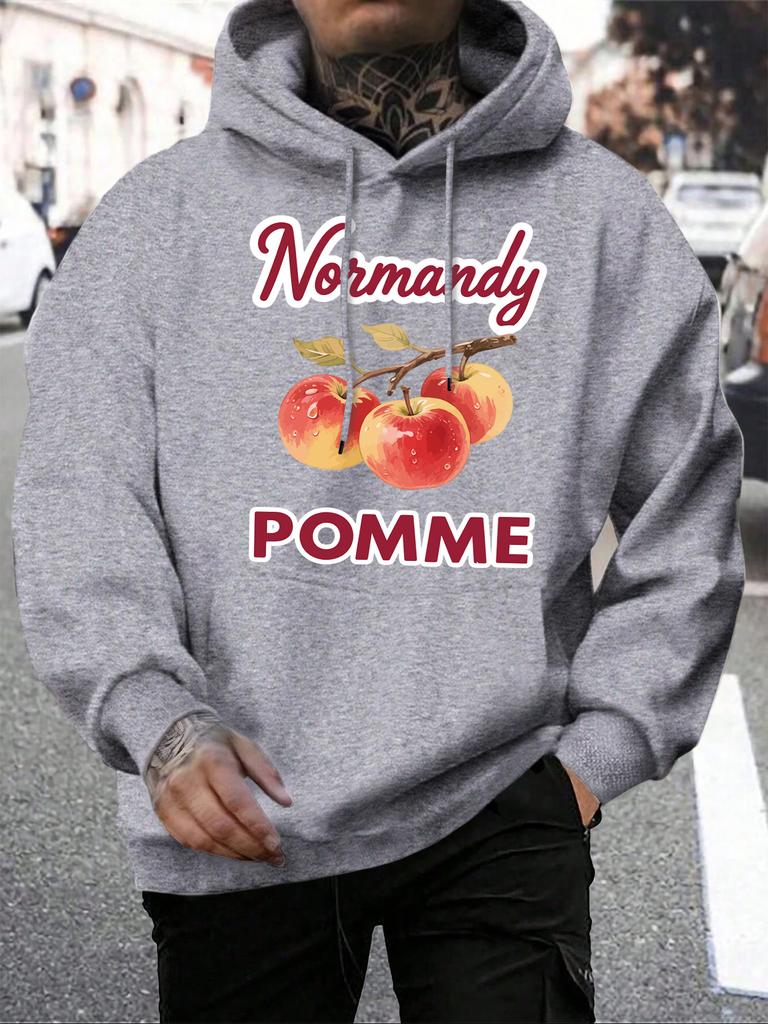 Normandy Pomme Apple Fresh Fruit Printing Mens Hoodies Hip Hop All-Match Hoodie Autumn Fleece Hoody Pocket Man Sportswear