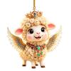 Crown Christmas Sheep Ornament 2D Acrylic Christmas Hanging Ornament  Car Rearview Mirror